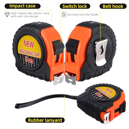 12 Pieces Tape Measure 16 ft Retractable Measuring Tape Measure Small Measure Tape with Fractions Marked Easy Read Measuring Tape Bulk Set for Engineer Contractors