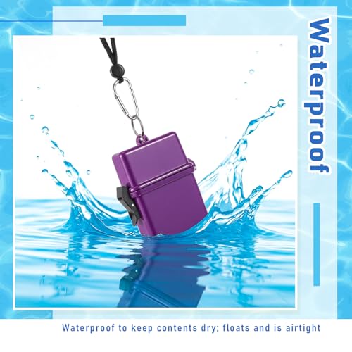 Outus 6 Pieces Waterproof Case ID Card Holder with Floating Sports Case Locker with Carabiner Hanging Ring and Rope 4.69 × 3.70 × 1.42 Inch (Solid Color) - color: Solid Color