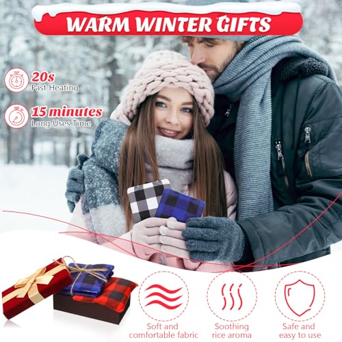 SmoothNovelty 8 Pcs Microwave Hand Warmers Reusable Flannel Handwarmers with Flaxseed Microwavable Hand Warmers Cold Pack Heating Pack Therapy Bag for Colleagues Christmas Stocking Stuffer Gifts - color: Buffalo Plaid