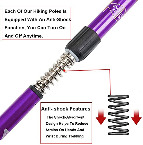 Aihoye Hiking Trekking Poles, 2 Pack Walking Hiking Sticks for Men &Women - color: purple