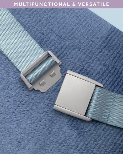 Bliss Faille Travel Pillow & Blanket Set, 2-in-1, Compact - color: Denim Blue