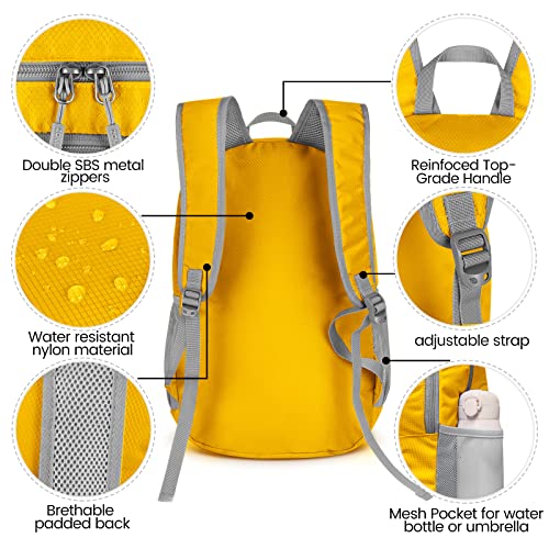 ZOMAKE Lightweight Packable Backpack, Water Resistant Foldable Daypack 28L - color: Yellow, size: 28L