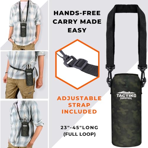 Tactiko Stainless Steel Wide Mouth Water Bottle | Single Wall Boil-Safe - color: Camo, size: 25 oz/750 ml