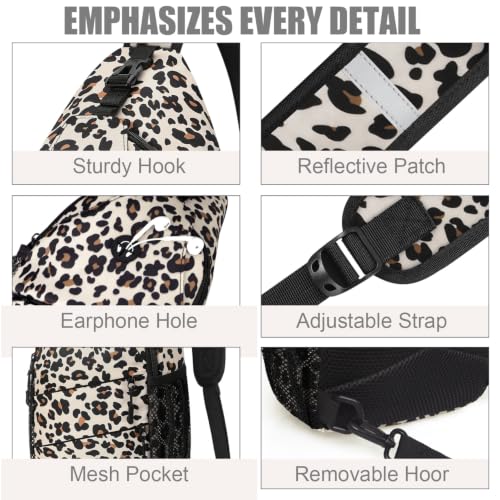 Pritent Crossbody Bags for Women Men Trendy Sling Bag Backpack Casual Chest Bag with Convertible Shoulder Strap - color: Leopard, size: Medium