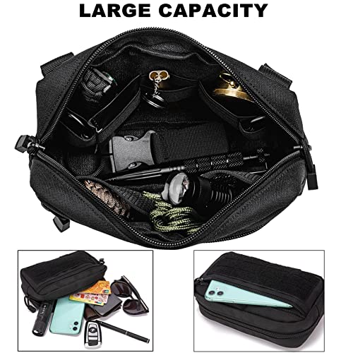 Tactical Molle Pouch, Multi-Purpose EDC Admin Pouch Utility Gadget Gear Backpack Military Waist Bag for Outdoor, Hunting, Traveling, Hiking - color: Black