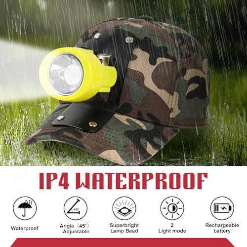 High Lumens LED Mining Headlamp with Hat - Waterproof, Durable, Long-Lasting Rechargeable Headlight, Adjustable Strap, Perfect for Miners Camping Hiking (KL3.0 Yellow with Hat) - color: KL3.0 Yellow with Hat