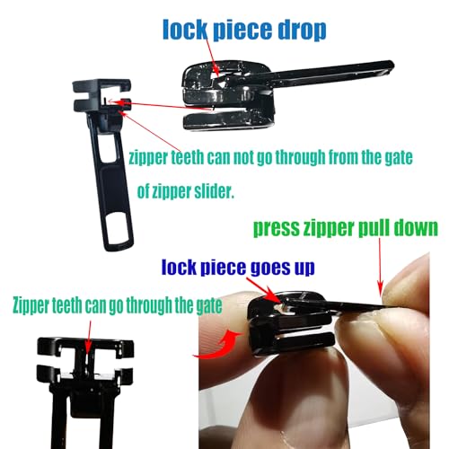 Zipper Repair Kit 39 Pcs, #5 Sliders with Pull, Metal Zippers Retainer Box,Insertion Pin 6 Sets, Replacement Zip Bottom/Top Stop, Metal, Plastic, Nylon Coil Zippers Head FIx on Jaceket