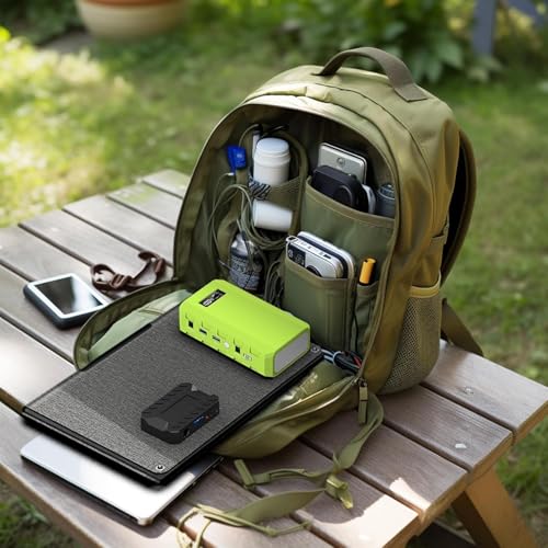 Powkey 24000mAh Portable Power Station with Panels Included 30W - color: Green+black