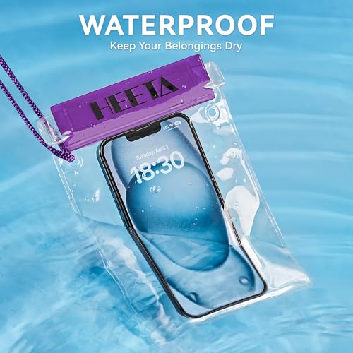 HEETA 5-Pack Clear Waterproof Dry Bag Pouch Document Holder for Phone Maps - color: Purple