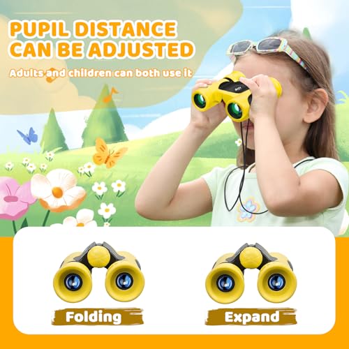 BLACKICE Binoculars for Kids, High-Resolution 8x21, Kids Binoculars Gift Set for Boys & Girls, Shockproof & Compact for Bird Watching, Travel, Hiking, Camping, Hunting, Children Outdoor Gear (Yellow) - color: Yellow