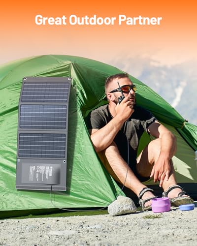 GOODaaa 30W Portable Solar Panel with Three Outputs, USB QC 3.0 Fast Charging Foldable Solar Charger, IP65 Waterproof Panels for Outdoor, Dual USB & One DC Charger for Phones, Tablet, Power Station - size: 30W