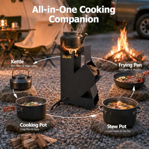 Rocket Stove Portable Wood-Burning Camping Stove with Storage Bag