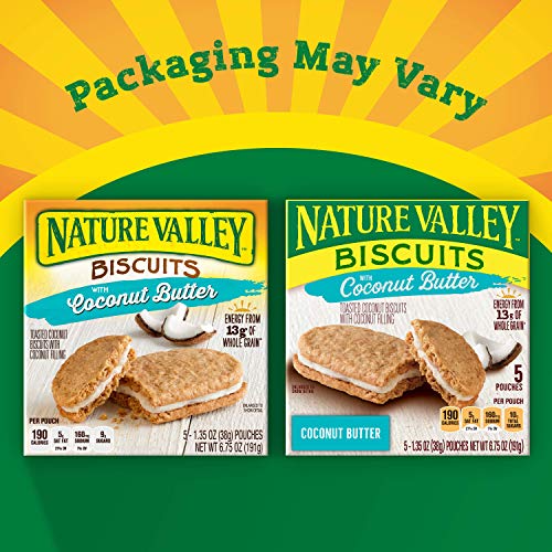 Nature Valley Biscuit Sandwiches, Coconut Butter, Snacks, 5 ct, 6.75 OZ (Pack of 12) - size: 5 Count (Pack of 12)