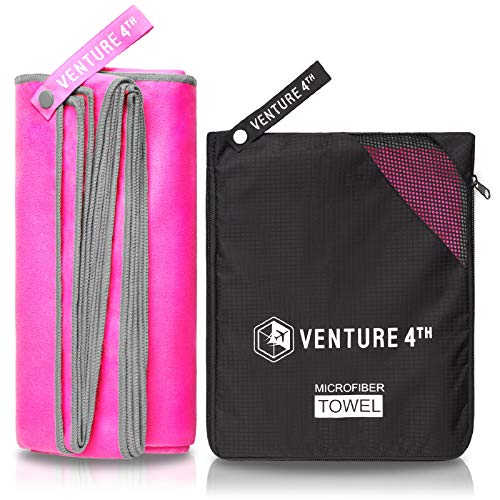 VENTURE 4TH Quick Dry Travel Towel, Ultra Soft Microfiber - 3 Sizes - color: Pink Gray, size: 72.00" x 31.50"