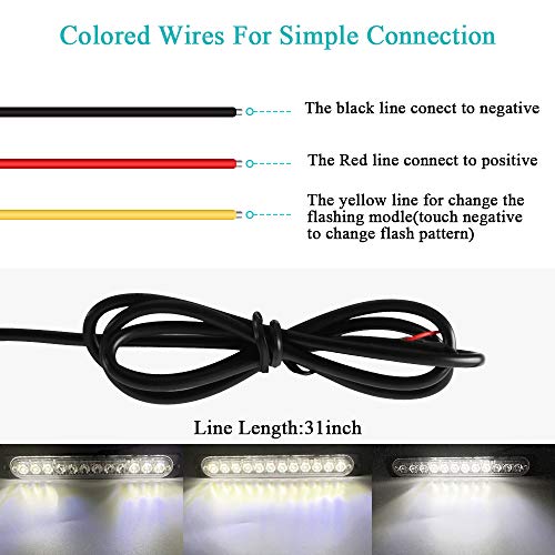 2pcs 12LED White Led Emergency Beacon Hazard Warning Flashing Strobe Light Bar Universal for Construction Vehicle Car Truck Trailer 12-24V - color: White