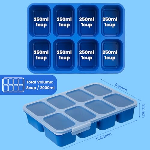 MaMix Snackle Box Container,Leak-Proof Snack Box 8 Compartment Divided Serving Tray with Lid, Dishwasher Safe Food Containers for Fruit Candy Snack Nuts Veggie Party (2 PACK) - color: BLUE+PINK