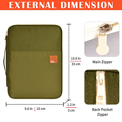 Lanola A4 Document Bags Portfolio Waterproof Business File Holder Travel Gear Organizer Electronics Accessories Bag - color: Olive Green