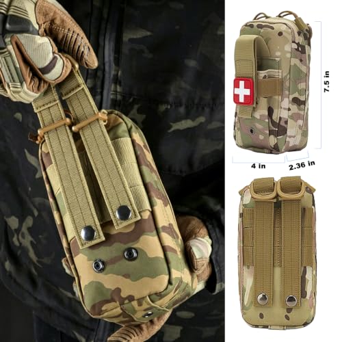 Tactical MOLLE Pouch, Portable Mini First Aid Kit Bag Empty, EMT First Aid Pouch IFAK Trauma Kit Everyday Carry Survival Bag, Waist-Hanging Storage Bag for Camping and Hiking - color: Camouflage