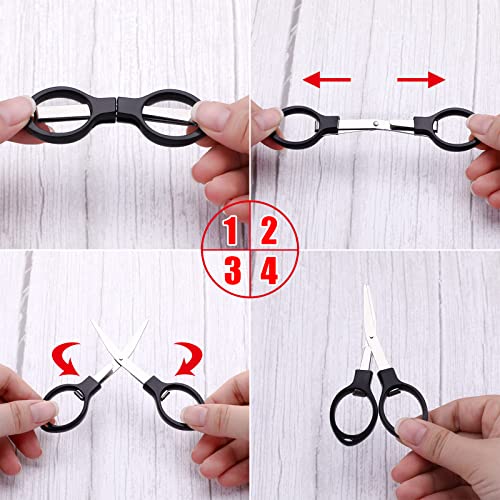 25 Pcs Mini Folding Scissors Small Foldable Travel Stainless Steel Portable Shears Bulk Badge Scissors for Nurses Glasses Shaped Anti Rust Sewing Cutter for Nurse Week Gifts Back to School Office