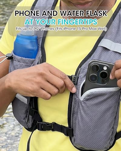 Foldable Small Hiking Backpack with 3 Strap Pockets – Lightweight 300D Spill-proof Daypack for Men Women – Packable Small Travel Backpack with Chest Strap & Trekking Pole Holder – Durable Outdoor Bag - color: Lightgray