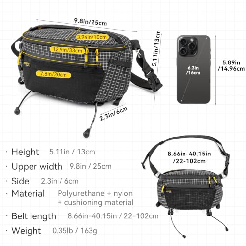 HIKEMAN Strap Pack Pouches for Backpack, Lightweight Phone Pocket, Large Capacity and Waterproof Fanny Pack Multi-functional Outdoor Bag for Hiking, Running, Travel, Cycling (Grey) - color: Grey