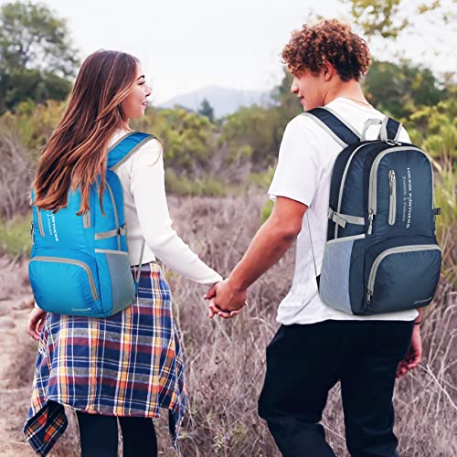 ZOMAKE Lightweight Packable Backpack, 35L Foldable Daypack (Navy Blue) | Light Hiking Backpacks Water Resistant Collapsible Day Pack for Travel, Everyday Carry, Multi-Pocket Layout, Heavy Duty Nylon - color: Navy Blue, size: 35L