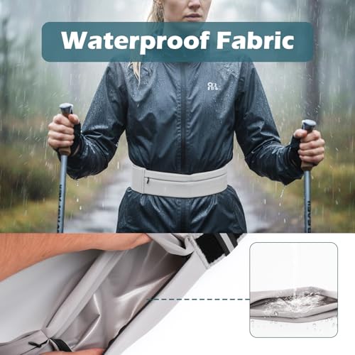 Slim Running Belt for Men and Women, Running Waist Pack | with Water Bottle & Towel Multi Pocket Fanny Pack - Phone Holder, Adjustable for Running, Climbing - Medium - Grey - color: Grey-medium