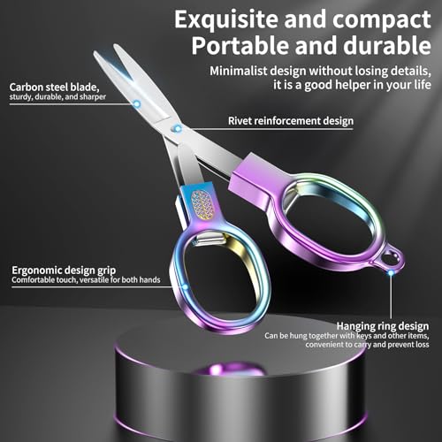Stainless Steel Mini Folding Scissors - 2 Piece Portable Travel Scissors for Home, Office, Outdoor, Craft Use