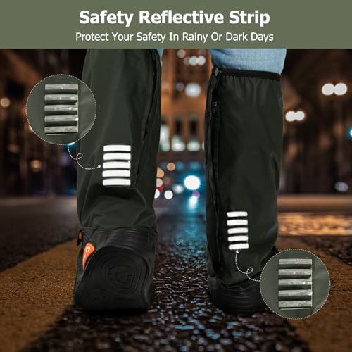 IwIeIaIrI PVC Waterproof Rain Boot Covers with Safety Reflector, Green, L - color: Green, size: Large