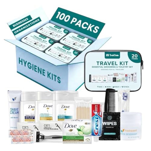 100 Pack Unisex Bulk Hygiene Kits – 20-Piece Premium Brand-Name Toiletries - size: 100 Pack