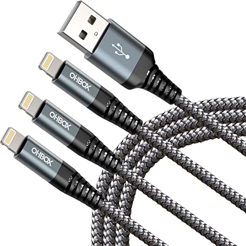 iPhone Charger [Apple MFi Certified] Long iPhone Charger Cable 10FT, 3 Pack | Durable Heavy Duty Fast Charge iPhone Charging Cord for iPhone 14 13 12 11 X XS XR SE 8 7 6, iPad Pro, Air, mini, iPod - Grey - color: Grey, size: 10FT, style: USB to Lightning