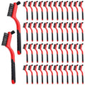 Reallnaive 50 Pcs Nylon Cleaning Brushes Bulk 7 Inch Red Nylon Brushes with Curved Handle Grip for Deep Cleaning Small Parts Rust Dirt Paint Scrubbing, Removal Surface in Hole - color: Red