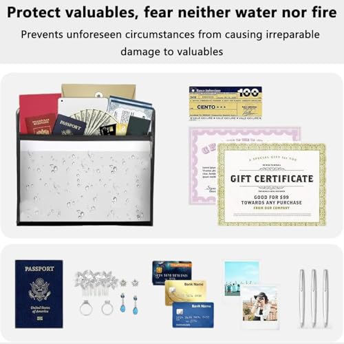 Fireproof Document Bags, 3 Pack, S/M/L, Water-Resistant, Gray | Safe Pouch Fireproof Money Zipper Storage Organizer for Important Papers, Cash, Passports, Jewelry & Electronics