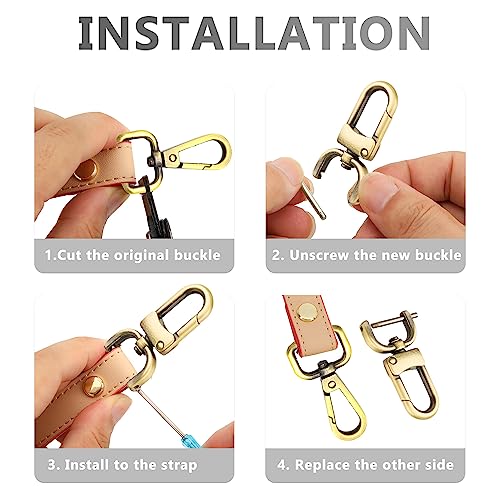 4pcs Detachable Snap Hook Swivel Clasp with 4pcs D-Rings Screw in Shackle for DIY Purse Strap Replacement (Brass,1 inch) - color: Brass, size: 1 inch