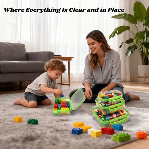 3 Pack Deep Clear Hard Shell Zipper Cases with Handle (Green) | Travel Toiletry Bag, Waterproof 1.2mm PET Hard Plastic Pouches, Organizer Box for Makeup, Toy, Snack, Stationery, Diaper - color: Green Handle(L+M+S)