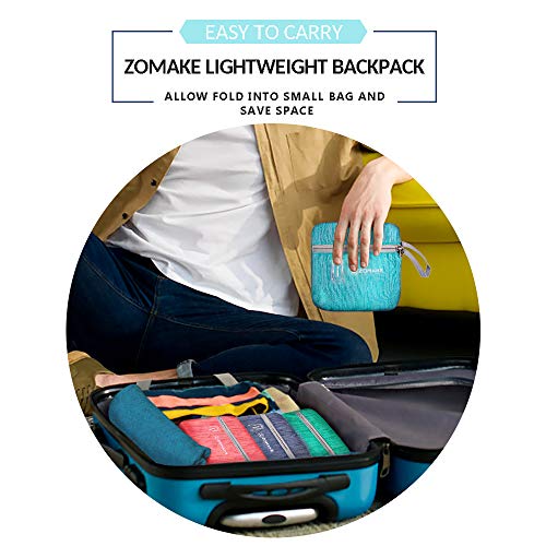 ZOMAKE 25L Ultra Lightweight Packable Backpack, Foldable Hiking Backpacks - color: Aqua Blue, size: 25L