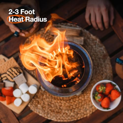 Solo Stove Mesa XL 7" Tabletop Fire Pit with Stand | Wood & Pellet Fueled | Smokeless Design, Stainless Steel, Includes Stand, Wood, Pellet Fueled, Portable, 2.3 lb, Ideal for Camping, Patio & Outdoors - color: Stainless Steel, size: Mesa XL