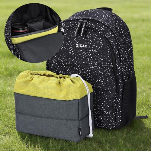 Koolertron Waterproof DSLR Camera Bag with Removable Insert, Adjustable Compartments, Fits in Camera Bags - Protective Case for DSLR/SLR Cameras & Accessories - color: Gray Green+Yellow