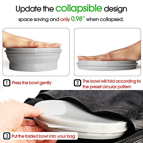 ME.FAN Silicone Collapsible Bowls - Silicone Folding Travel Bowl with Lids - Expandable Food Storage Containers Set - Portable, [27oz] - color: 2 Pack-Blue-Light Green