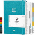 Stone Journal Explorer Notebook – A5 Waterproof Paper Field Journal, Vegan Leather Hardcover, 144 Pages Alternating Ruled & Dot Grid, Back Pocket, Weather-Resistant (Teal) - color: Teal