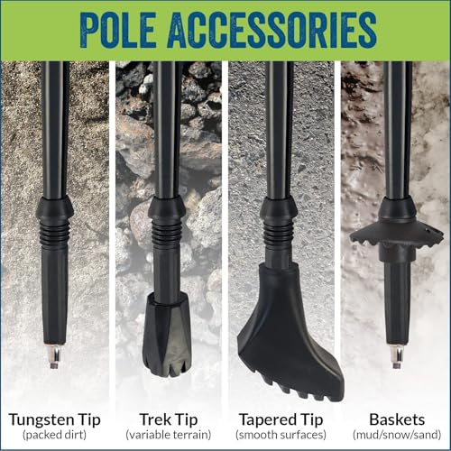 Ultralight Folding Walking Poles - Travel Ready - with Rubber Feet, Baskets, and Bag - size: Heights under 5'3", style: Nordic Grips