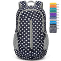 ZOMAKE Lightweight Packable Backpack 25L, Foldable Hiking Daypack - color: Blue, White Polka Dot, size: 25L