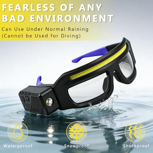 LED Rechargeable Headlight Glasses, Motion Sensor & Touch Control, 5 Modes, 350-500lm, USB-C Charging, IPX4 Waterproof, Hands-Free for Running Camping Fishing Cycling Hiking (Blue) - color: Blue