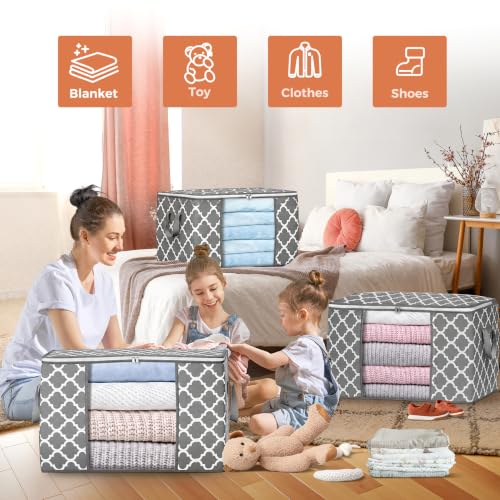 90L Large Storage Bags, 6 Pack Clothes Storage Bins Closet Organizers - color: Pattern, size: 6 Pack-90L