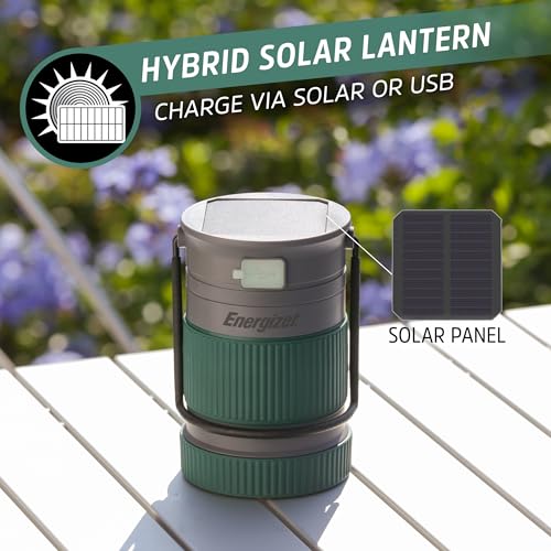 Energizer S-500 Hybrid Power Camping Lantern, Solar, Rechargeable, or AA Battery Powered, IPX4 Water Resistant Bright LED Lantern - style: 500 Lumens