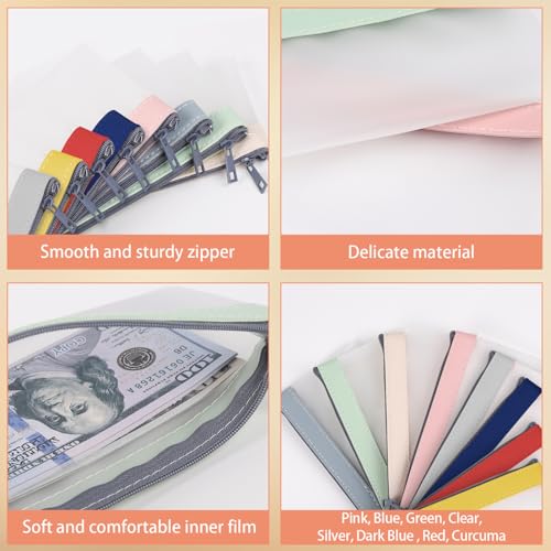 8 Pack Clear Money Envelopes for Cash Money Bag Pouch 7.6x3.7 inch | Waterproof TPU Money Bags With Zipper Cash Bag for Coin Invoice Bills Tools Cosmetics Rceipts School Supplies Gifts,8 Colors - color: 8 colours