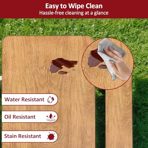 6ft 72in Picnic Table and Bench Cover, 3 Pack, Wood Grain | Drawstring Bag, Waterproof Windproof, Elastic Fitted Edges Tablecloth, for Rectangle Table & Seat, Camping Essentials RV Gear - color: Wood Grain, size: 72"