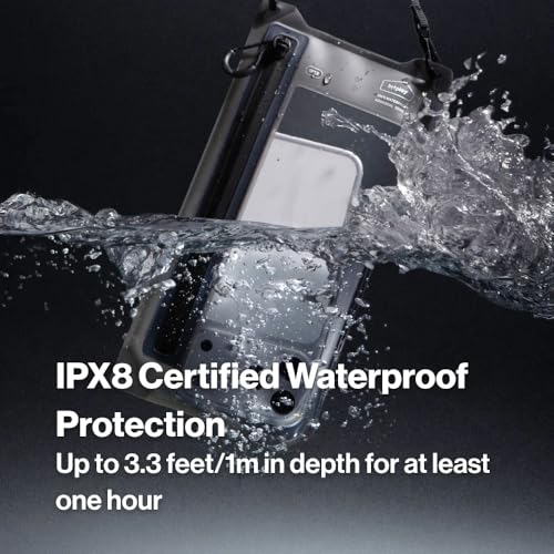 bitplay AquaSeal IPX8 Waterproof Phone Pouch, Outdoor Dry Bag with Adjustable Lanyard for Universal Phone Case,Vertical Wear, Black - color: Black