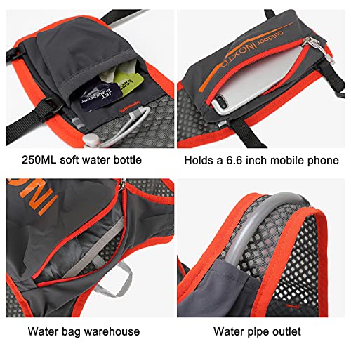 INOXTO Running Hydration Vest Backpack,Lightweight Insulated Pack with 1.5L Water Bladder Bag Daypack for Hiking Trail Running Cycling Race Marathon for Women Men - color: Gray orange