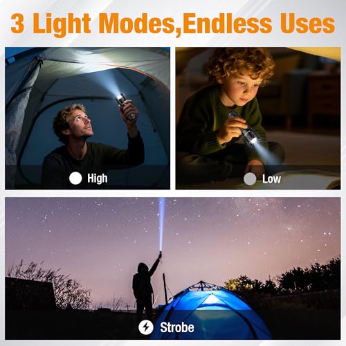 EverBrite Mini Flashlight, Zoomable 350LM LED Flashlight, Black | Small, 3 Light Modes, Zoomable Beam, 3 AAA Batteries Included, Wrist Strap, Home, Camping & Emergency Use, Holiday Gifts - color: Black, size: Small